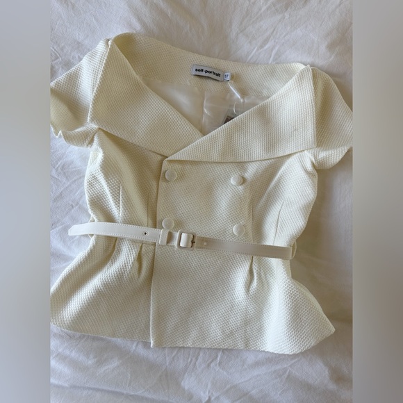 Self-Portrait Cream Off-shoulder Midi Dress NWT - Picture 3 of 5